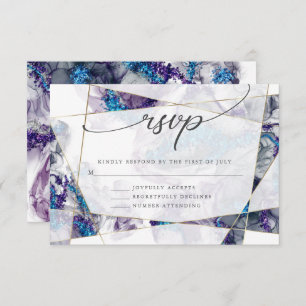 Tarjeta RSVP Gold y Sage Green Watercolor