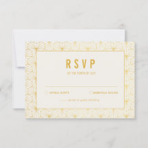 Tarjeta RSVP Gold y White Geometric Art Deco