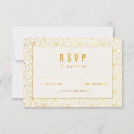 Tarjeta RSVP Gold y White Geometric Art Deco