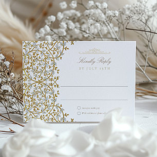 Tarjeta RSVP Golden Elegance para Boda