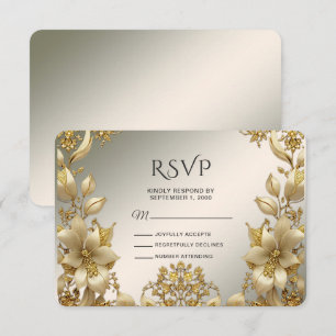 Tarjeta RSVP Golden Floral