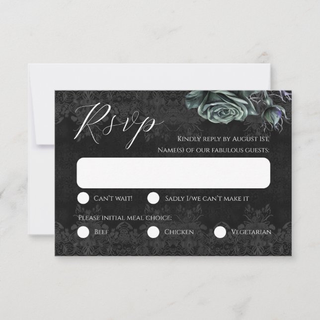 Tarjeta RSVP gótica victoriana romántica para Rosa (Anverso)