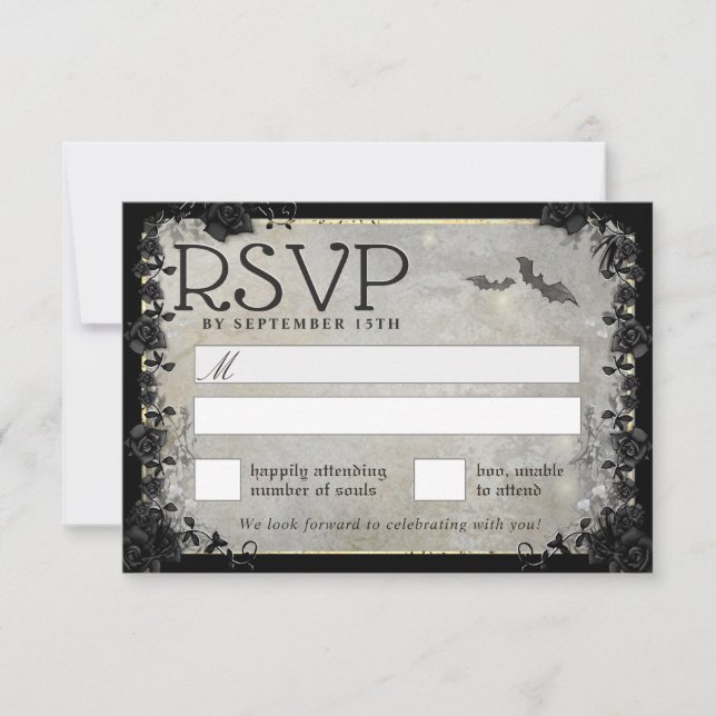 Tarjeta RSVP Gray Bats Gótica (Anverso)