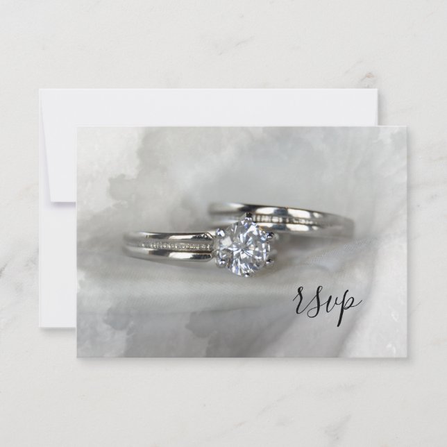 Tarjeta RSVP gris para Bodas de diamantes (Anverso)