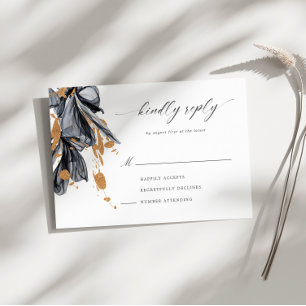 Tarjeta RSVP horizontal floral floral dorada exclu