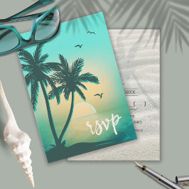 Tarjeta RSVP ID581 del Boda Tropical Isle Sunrise 