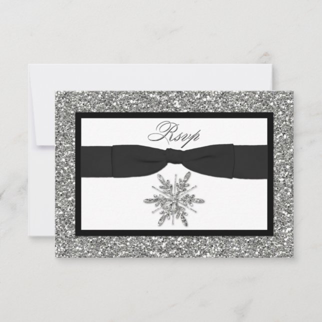 Tarjeta Rsvp IMPRESA Purpurina BOW (Anverso)