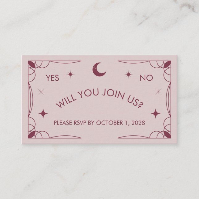 Tarjeta RSVP inspirada en Tarot rosa (Anverso)