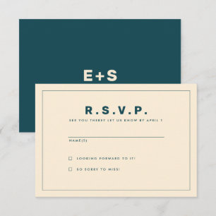 Tarjeta RSVP inspirada en verde azulado y Beige We