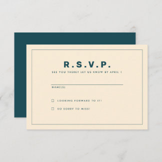 Tarjeta RSVP inspirada en verde azulado y Beige We
