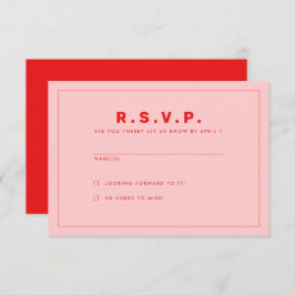 Tarjeta RSVP inspirada por Anderson en rojo y rosa