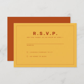 Tarjeta RSVP inspirada por el naranja y el amarill