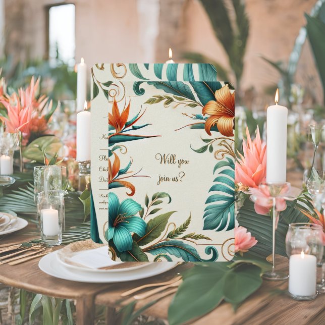 Tarjeta RSVP Iridescencia tropical (Subido por el creador)