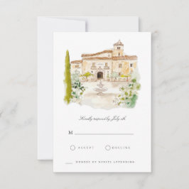 Tarjeta RSVP italiana de acuarela toscana