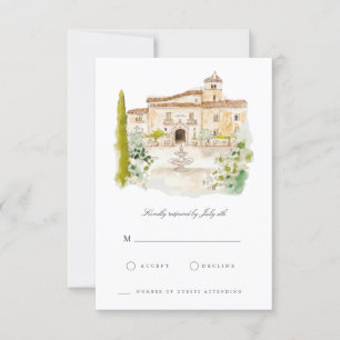 Tarjeta RSVP italiana de acuarela toscana