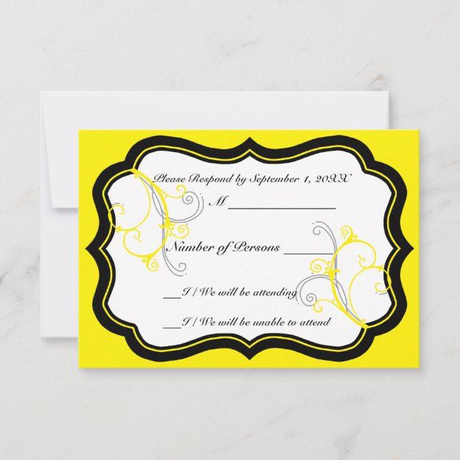 Tarjeta RSVP Kurli-Q Ivory B (Amarillo) (Anverso)