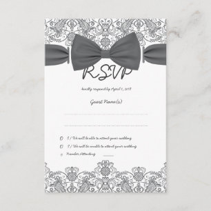 Tarjeta RSVP Lace Dark Bow Damask