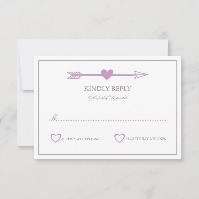 Tarjeta RSVP / Lilac y gris de boda encantadora (Anverso)