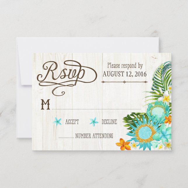 Tarjeta RSVP Luau Hawaii Boda Beach Rustic Beach (Anverso)