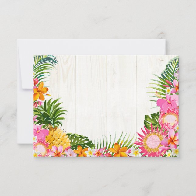 Tarjeta RSVP Luau Hawaii Boda Beach Rustic Beach (Anverso)