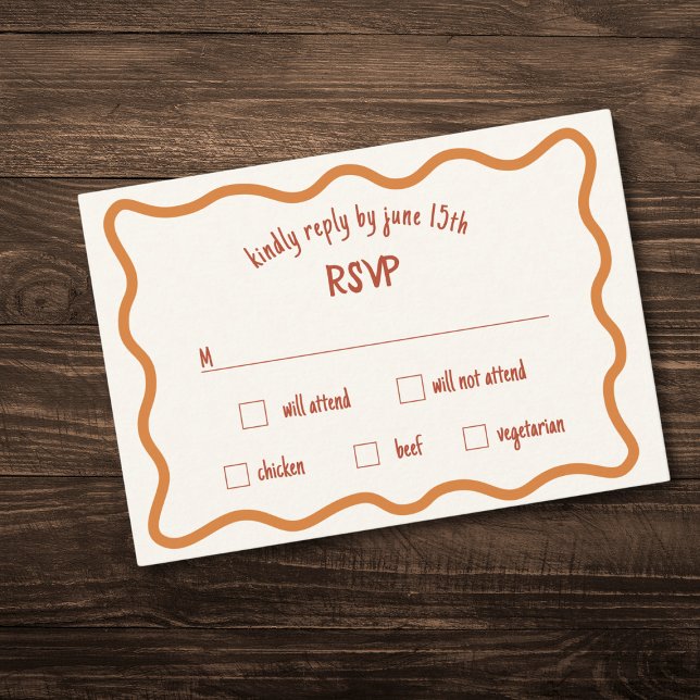 Tarjeta RSVP manuscrita de borde ondulante de 70 a (Subido por el creador)