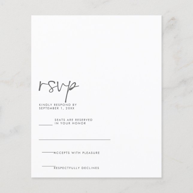 Tarjeta RSVP manuscrita moderna (Anverso)