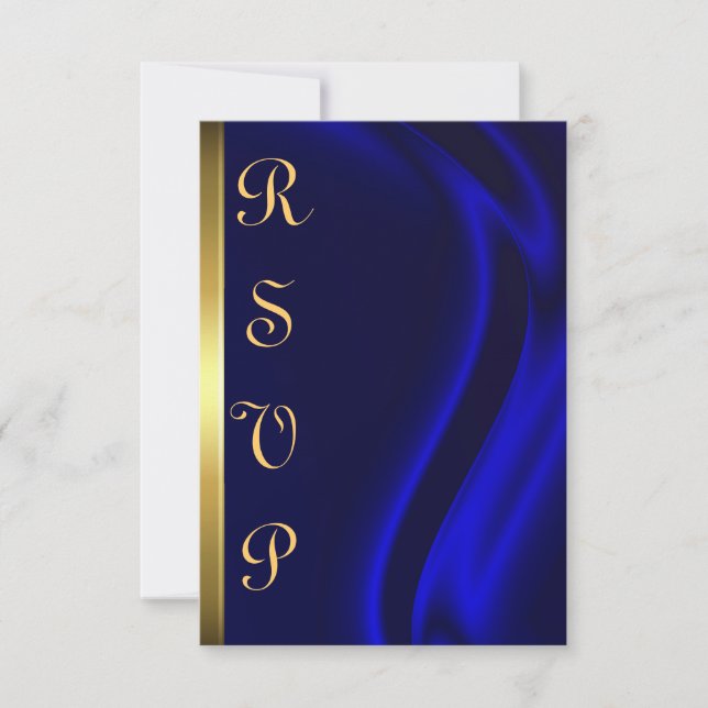 Tarjeta RSVP Marquis Blue Silk Gold (Anverso)