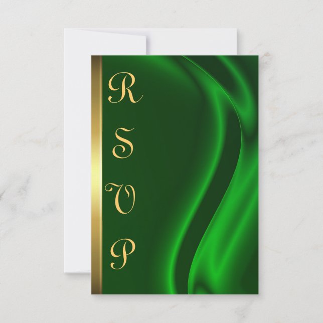 Tarjeta RSVP Marquis Green Silk Gold (Anverso)