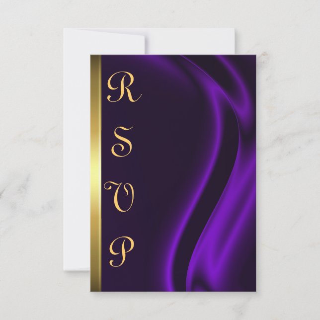 Tarjeta RSVP Marquis Purple Silk Gold (Anverso)