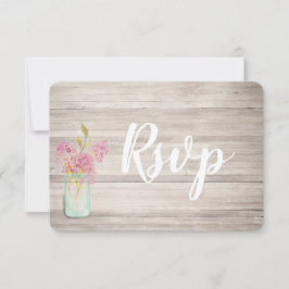 Tarjeta Rsvp Mason Jar Pink Lilac Rustic Wood