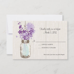 Tarjeta RSVP Mason Jar y luciérnagas