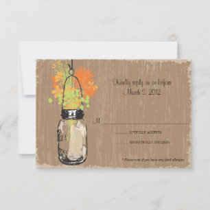 Tarjeta RSVP Mason Jar y luciérnagas