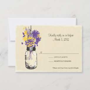 Tarjeta RSVP Mason Jar y Wildflowers