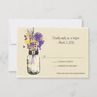 Tarjeta RSVP Mason Jar y Wildflowers