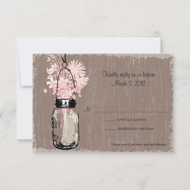 Tarjeta RSVP Mason Jar y Wildflowers (Anverso)