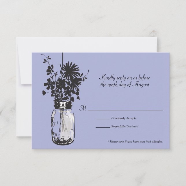 Tarjeta RSVP Mason Jar y Wildflowers (Anverso)