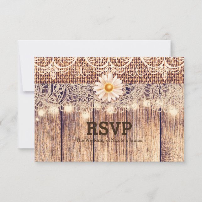 Tarjeta RSVP Mason Jars Daisies & Lace (Anverso)