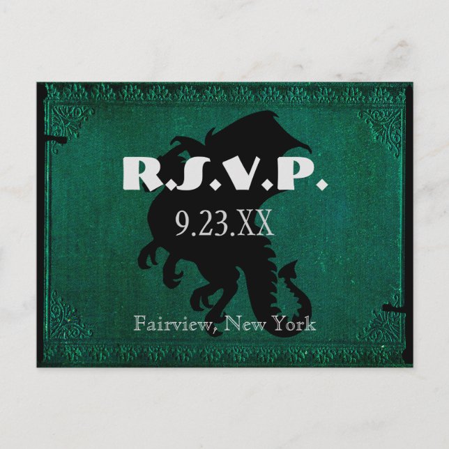 Tarjeta RSVP Medieval Dragon Sword Vintage (Anverso)
