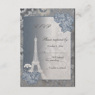 Tarjeta RSVP metálica dorada de la Torre Eiffel