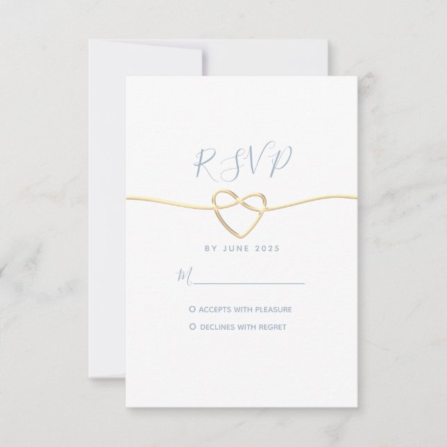 Tarjeta RSVP mínima de boda azul turbia (Anverso)