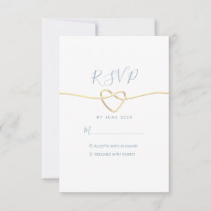 Tarjeta RSVP mínima de boda azul turbia