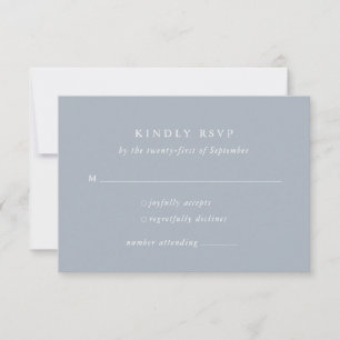 Tarjeta RSVP mínima de boda formal azul turbulento