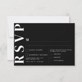 Tarjeta RSVP mínima de boda negra