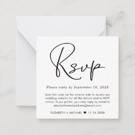 Tarjeta RSVP mínima de código QR para el sitio web