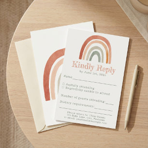 Tarjeta RSVP mínima de ducha de bebé arco iris