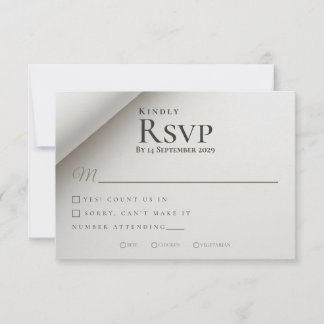 Tarjeta RSVP mínima plegable de boda moderna