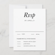 Tarjeta RSVP minimal elegante de la boda blanca