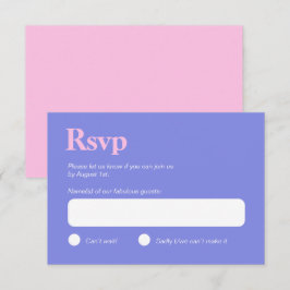 Tarjeta RSVP Minimalista azul y rosa de color past