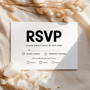 Tarjeta RSVP minimalista con opción de comida