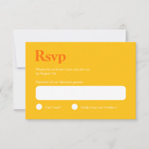 Tarjeta RSVP Minimalista de color amarillo claro y